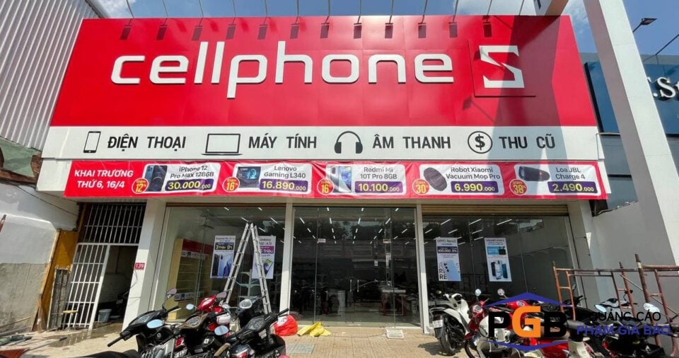 Thi công bảng hiệu hệ thống CellphoneS tại Nha Trang