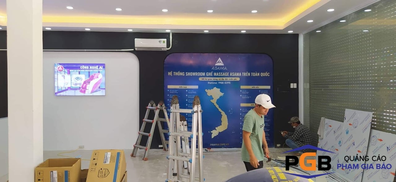 Backdrop bản đồ hệ thống chi nhánh đèn led ASAMA Nha Trang