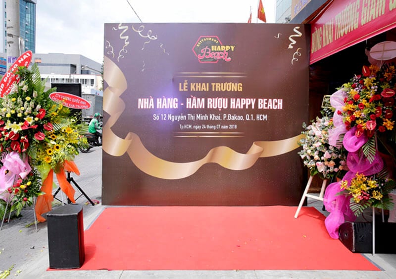 Backdrop check-in sự kiện bãi biển Happy Beach Nha Trang