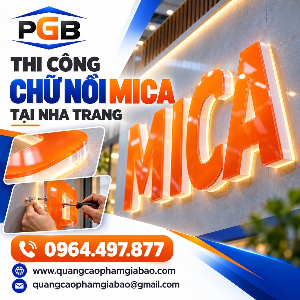 Thi Công Chữ Nổi MICA Tại Nha Trang